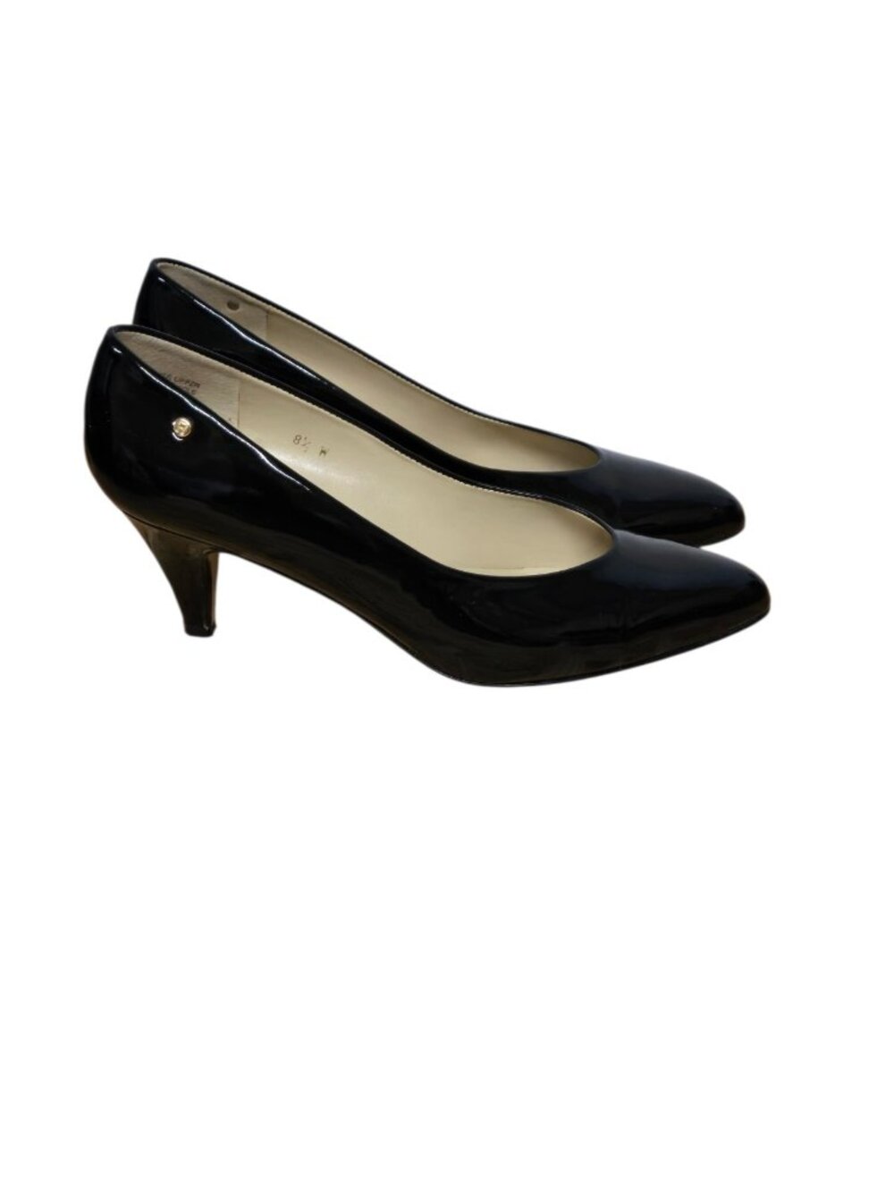 Etienne Aigner Shoes 8.5 Black Patent Leather Almond Toe Pumps Classic Capsule